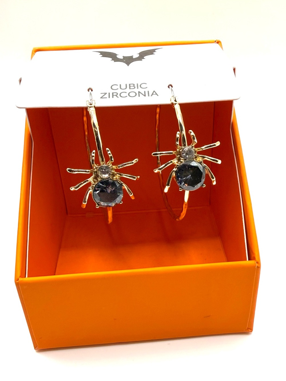 Halloween Spider Cubic Zirconia Hoop Earrings